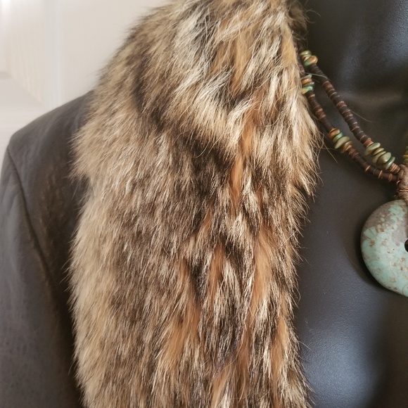 Tatonka Fine Leather Fur Collar Beaded Jacket fits M/L - Picture 4 of 8